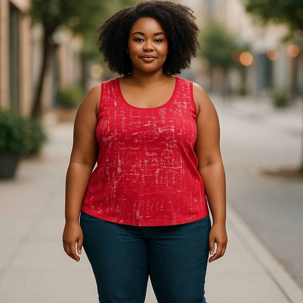 TORRID Red & Metallic Silver Activewear Summer Tank Top ~ Women's Plus Size 1X